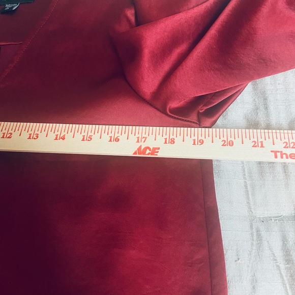 Karen Kane Tie Front Long Sleeve Imported Sz XS Red Satin Women’s Blouse - Picture 7 of 9